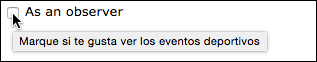 Screenshot showing an example of hover help configured in Spanish for a checkbox question.