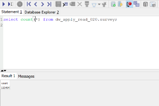 Screenshot showing an example SQL script in the Statement tab.